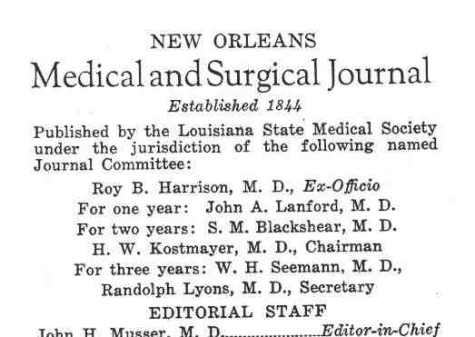 New Orleans Medical & Surgical Journal